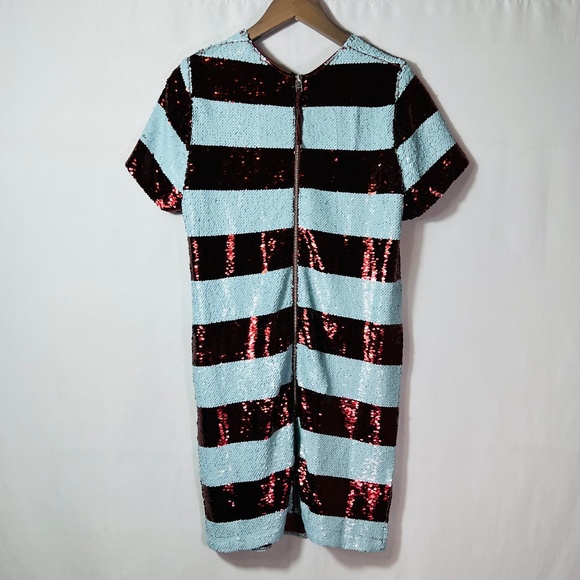 NWT Anthropologie Maeve Short-sleeve Sequin Striped Mini Dress Size S - Picture 11 of 12